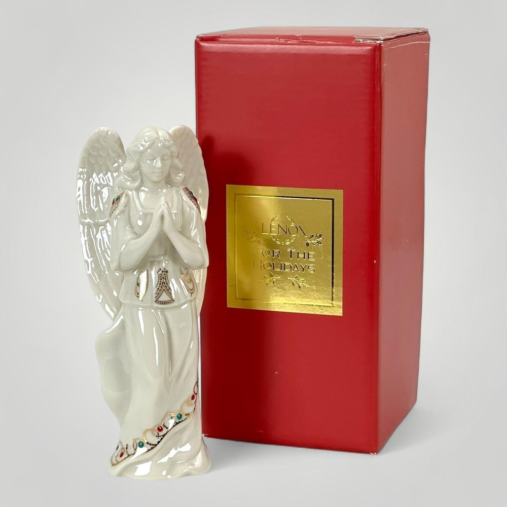 Lenox Angel Figurine China Jewel Collection Holiday Gold Accents Made in USA‎